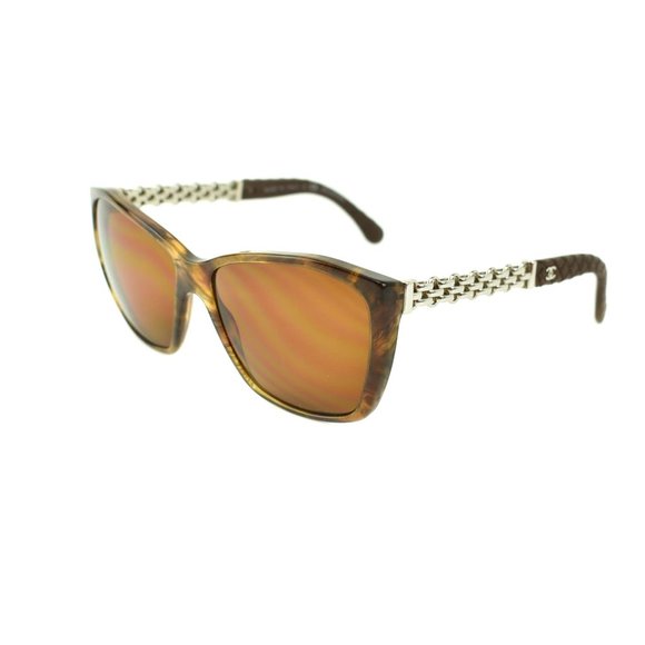 CHANEL Chain: Brown, Leather CC Logo Sunglasses lw - Picture 1 of 10